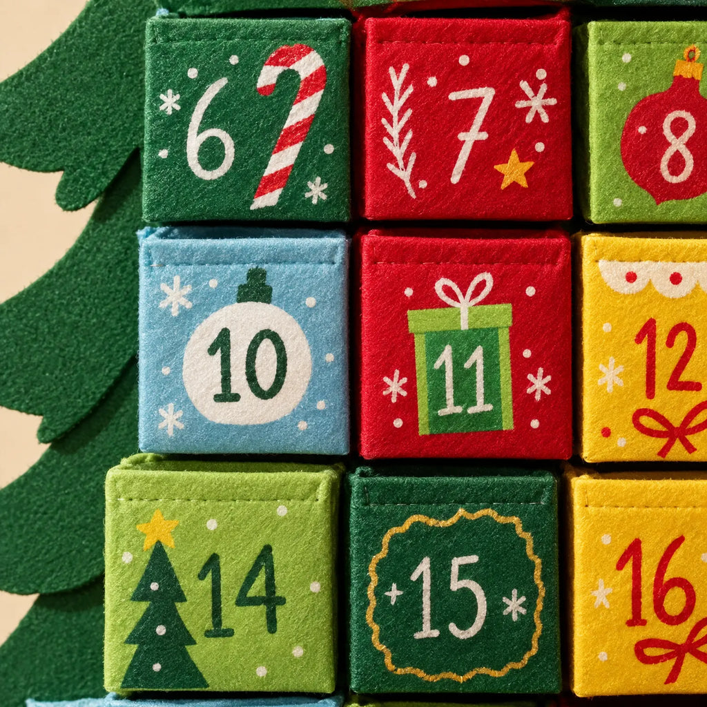 Hanging Christmas Tree Advent Calendar – Fillable Wall Countdown with 24 Removable Boxes, 24 x 19 in, Reusable