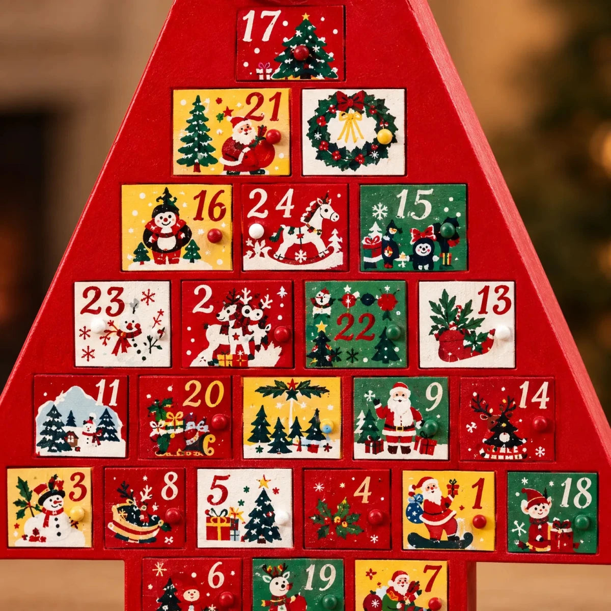 Christmas Tree Advent Calendar with Drawers – Fillable Tabletop Countdown with 24 Drawers, 16 in Tall, Reusable