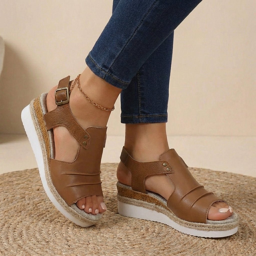 Coastal Contrast Platform Orthopedic Sandals - Breathable Chic for Summer Adventures 5