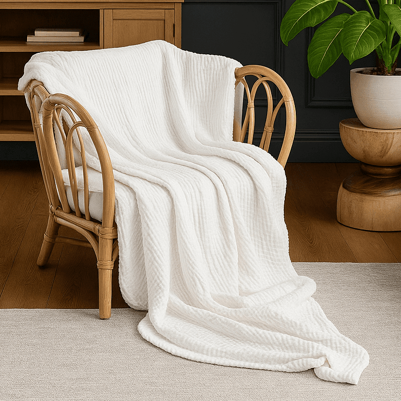 Cooling cotton blanket – airy summer blanket White