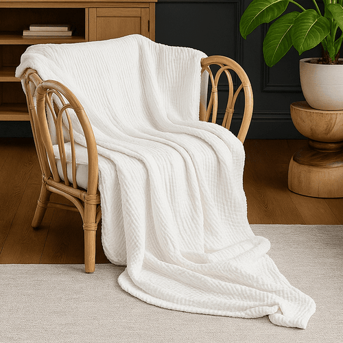 Cooling cotton blanket – airy summer blanket White