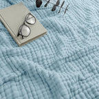 Cooling cotton blanket – airy summer blanket Blue