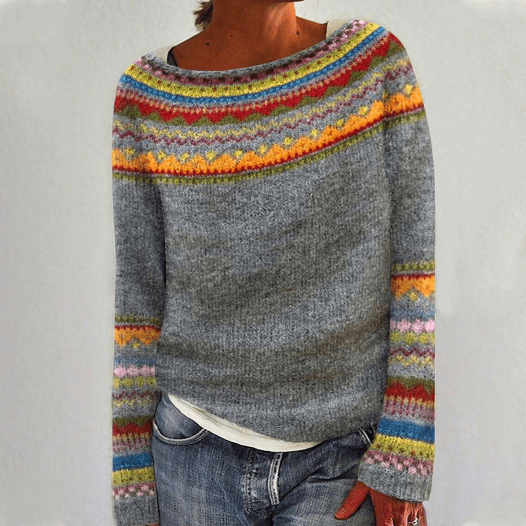 Women's Warm Norwegian Sweater | Grey