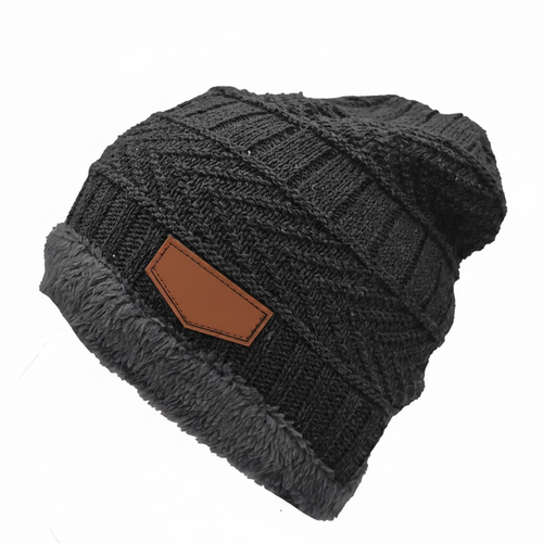 Cozy Black Knitted Beanie Hat Men and Women Warm Winter Cap Universal Fit Stylish Design - Black