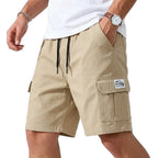 Daan | Men's Cargo Shorts Summer Streetwear Elastic Waist Khaki