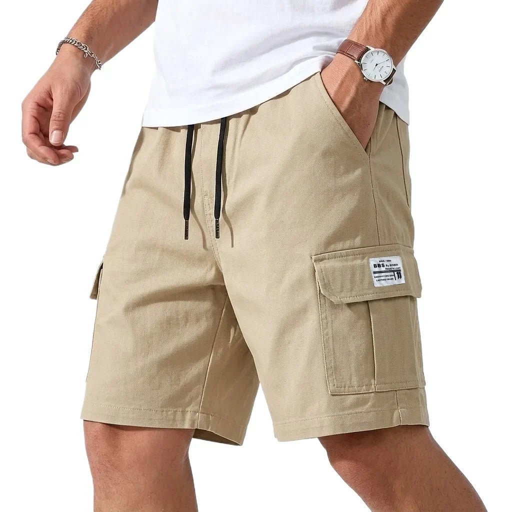 Daan | Men's Cargo Shorts Summer Streetwear Elastic Waist Khaki