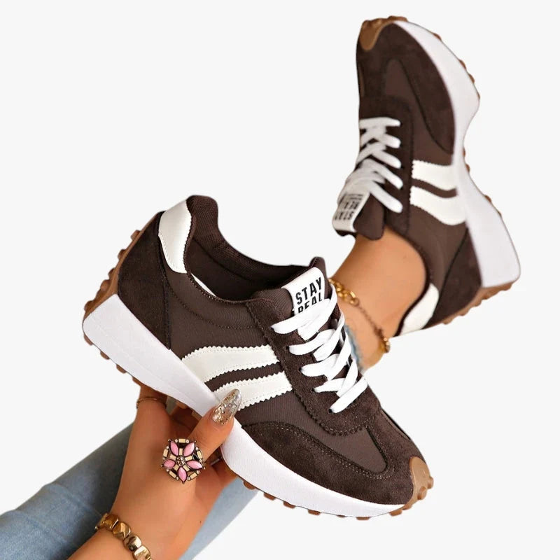 Bersh | Women’s Light and Healthy Sneakers with Arch Support and Laces Brown
