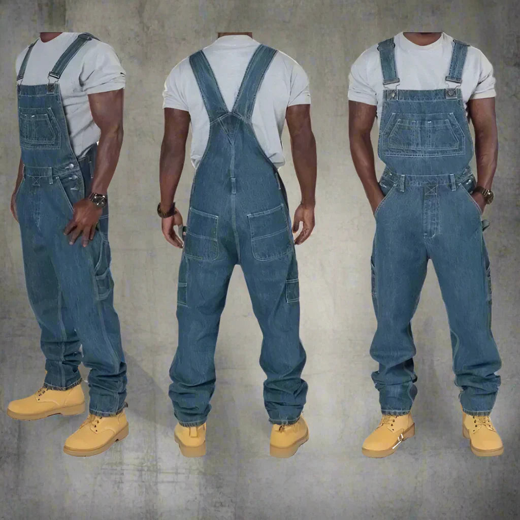 Hermosa | Men’s Denim Overalls with Straight Leg and Functional Pockets Blue