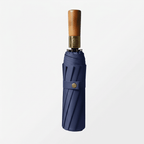 Automatic Folding Umbrella with Wooden Handle – Windproof Large Canopy Rain Umbrella, Black, Navy or Red