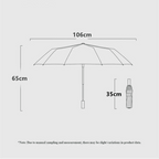 Automatic Folding Umbrella with Wooden Handle – Windproof Large Canopy Rain Umbrella, Black, Navy or Red