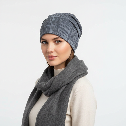 Double Use Knitted Scarf Beanie Men and Women Versatile Outdoor Cycling Turban Hat with Stylish Jacquard Design