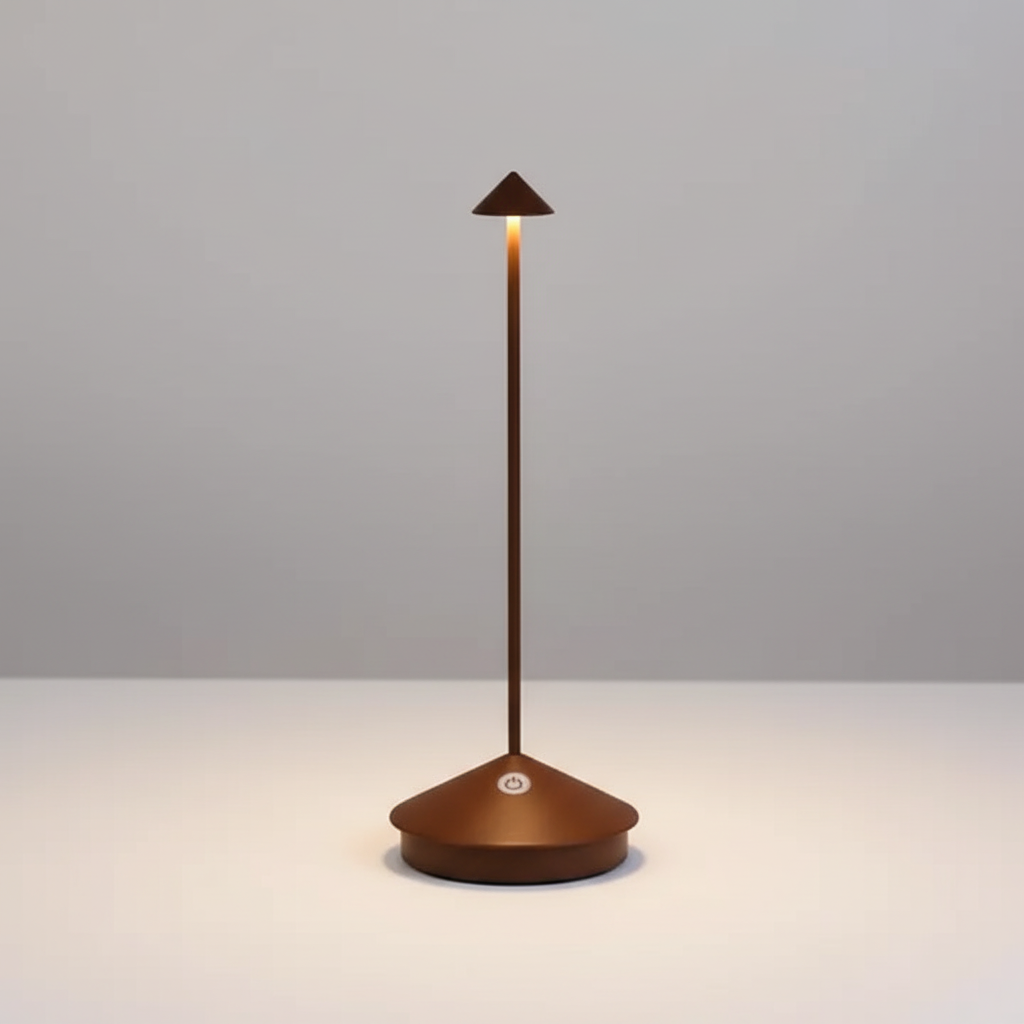Wireless LED Table Lamp – Cordless Rechargeable Dimmable Lamp for Dining Table, Nightstand & Patio, Aluminum – ModernLumin Brown