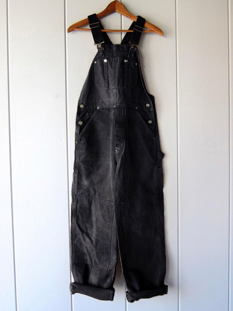 Women's Duck Bib Overalls Canvas Workwear Dungarees Black
