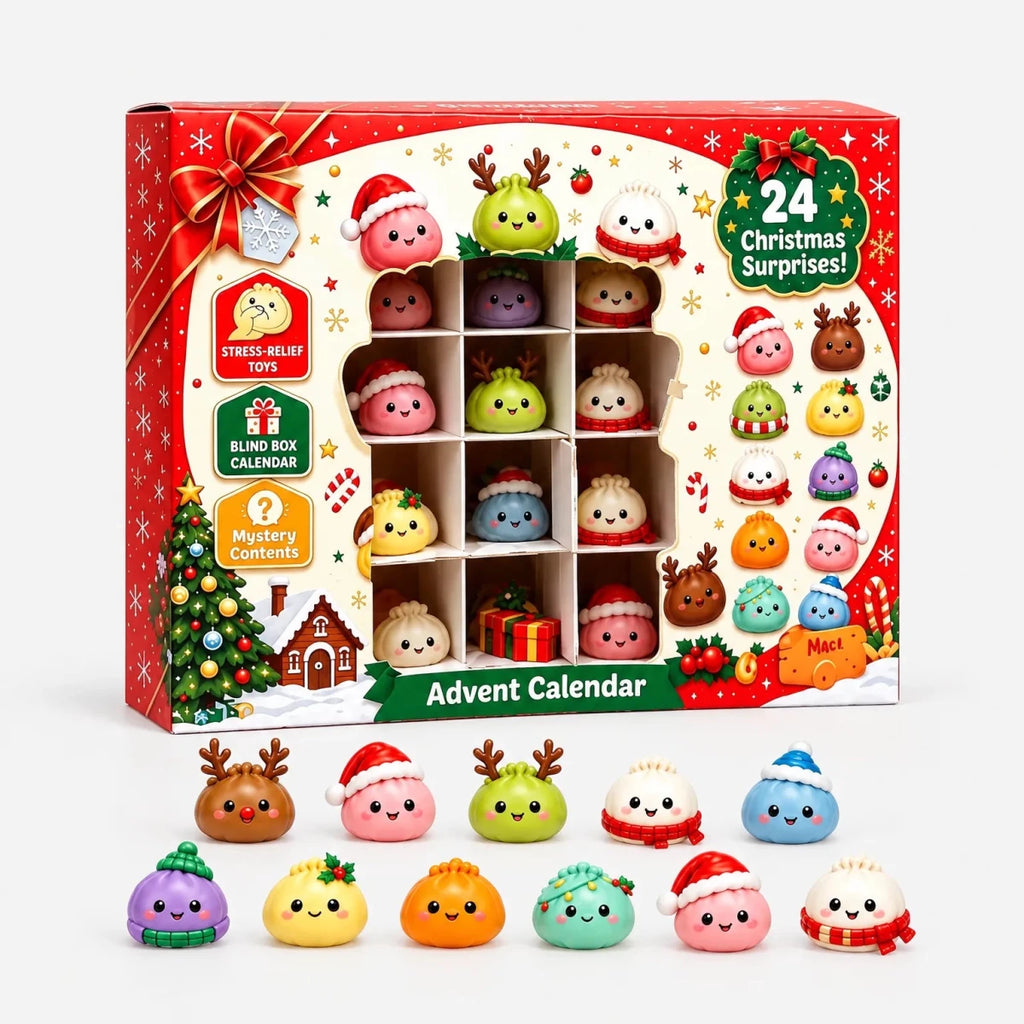 Dumpling Advent Calendar – 24 Blind Box Figures in Winter Designs, Bendable Collectible Toys, Countdown for Teens & Adults Default Title