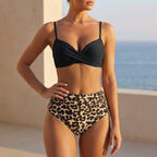 Elegant Two-Piece Bikini Set with Wrap-Front Bust and High-Waist Silhouette 3