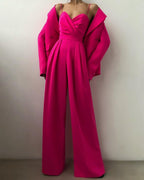 Elegant jumpsuit, high waist, straight leg, spaghetti straps 10