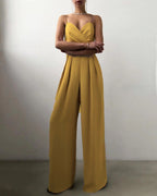 Elegant jumpsuit, high waist, straight leg, spaghetti straps 12