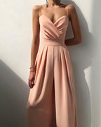 Elegant jumpsuit, high waist, straight leg, spaghetti straps 13