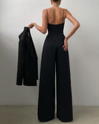 Elegant jumpsuit, high waist, straight leg, spaghetti straps 2
