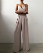 Elegant jumpsuit, high waist, straight leg, spaghetti straps 3