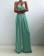 Elegant jumpsuit, high waist, straight leg, spaghetti straps 5