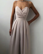 Elegant jumpsuit, high waist, straight leg, spaghetti straps 9