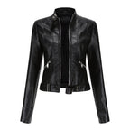 Elegant leather jacket for women made of high-quality genuine leather for stylish leisure and evening wear. 0