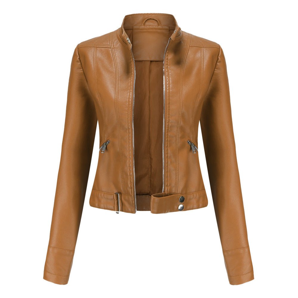 Elegant leather jacket for women made of high-quality genuine leather for stylish leisure and evening wear. 1