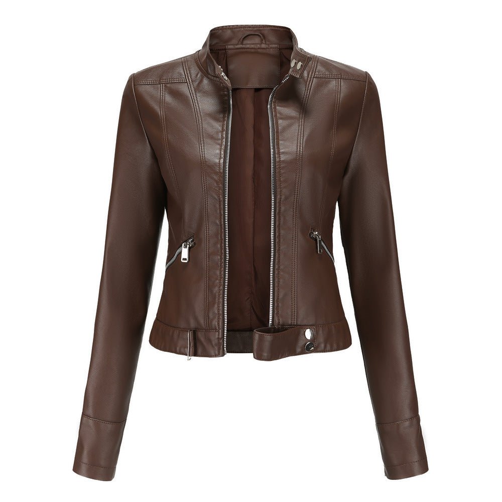 Elegant leather jacket for women made of high-quality genuine leather for stylish leisure and evening wear. 2