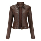 Elegant leather jacket for women made of high-quality genuine leather for stylish leisure and evening wear. 2