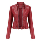 Elegant leather jacket for women made of high-quality genuine leather for stylish leisure and evening wear. 4