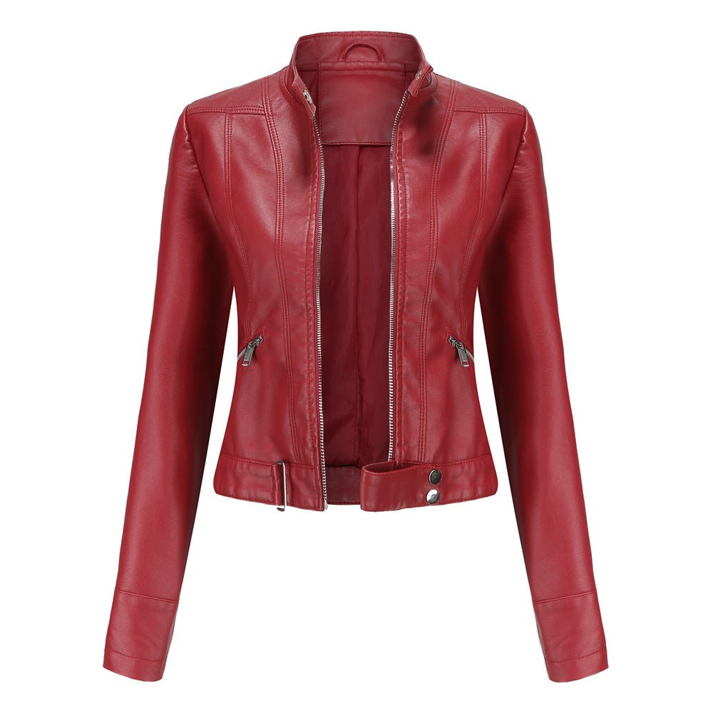 Elegant leather jacket for women made of high-quality genuine leather for stylish leisure and evening wear. 4