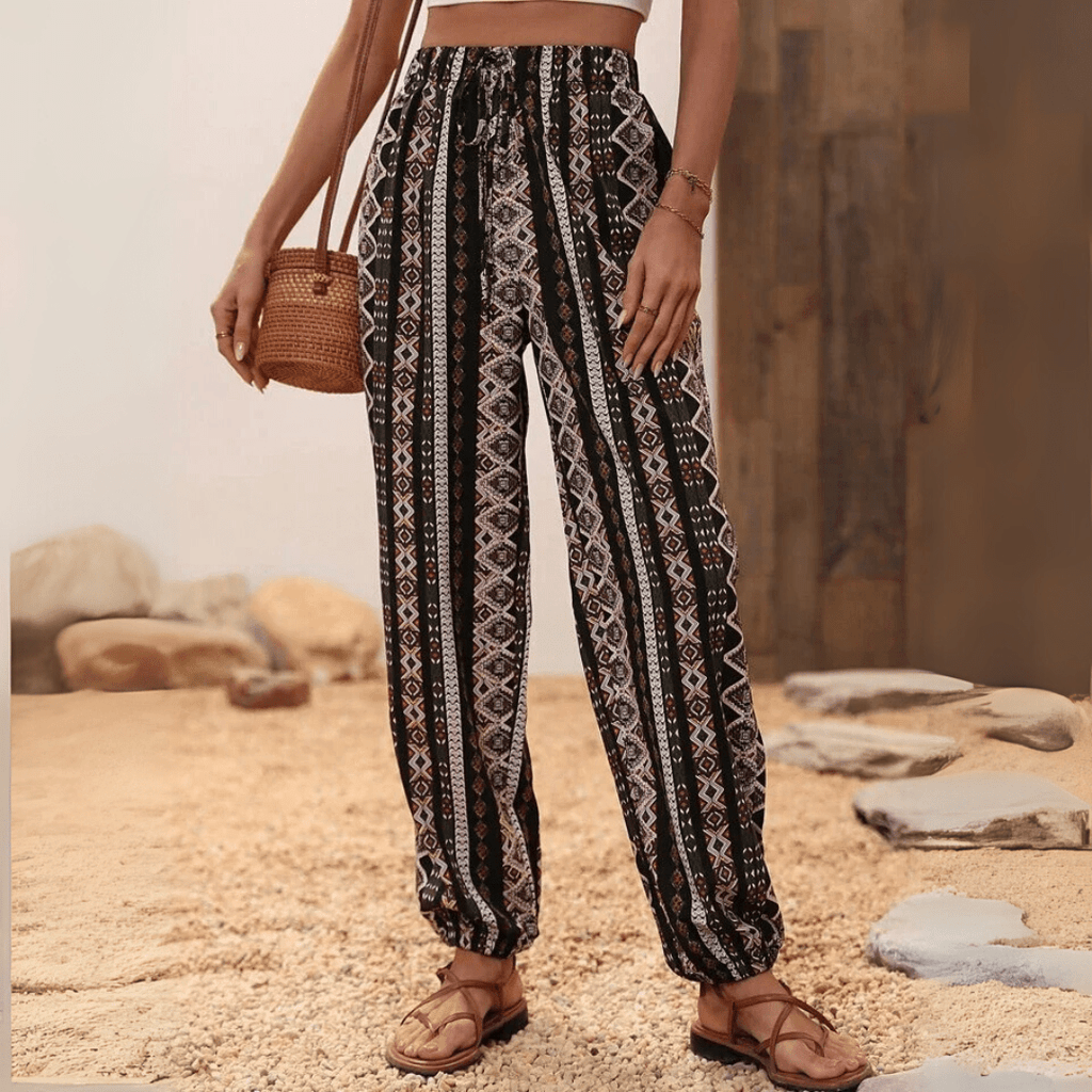 Elephant Print Loose Harem Pants Bohemian Style For Summer 0