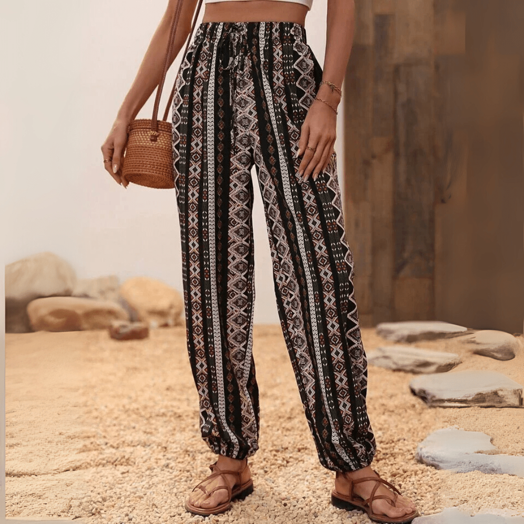 Elephant Print Loose Harem Pants Bohemian Style For Summer 0