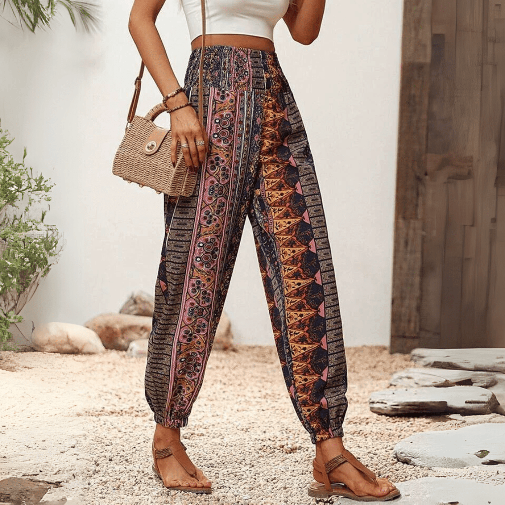 Elephant Print Loose Harem Pants Bohemian Style For Summer 2