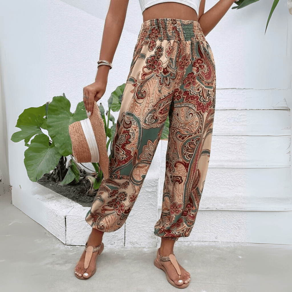 Elephant Print Loose Harem Pants Bohemian Style For Summer 4