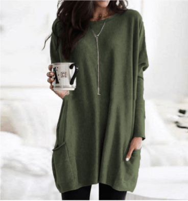 Women's Long Warm Sweaters | Casual army green