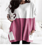 Women's Long Warm Sweaters | Casual white pink