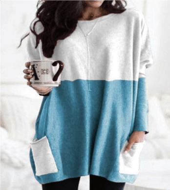 Women's Long Warm Sweaters | Casual white-blue