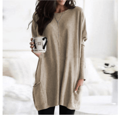 Women's Long Warm Sweaters | Casual khaki