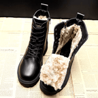 Elove | Lavin Black Stylish Boots with Non-Slip Soles and Warm Faux Wool