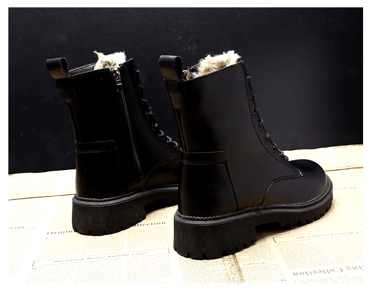 Elove | Lavin Black Stylish Boots with Non-Slip Soles and Warm Faux Wool