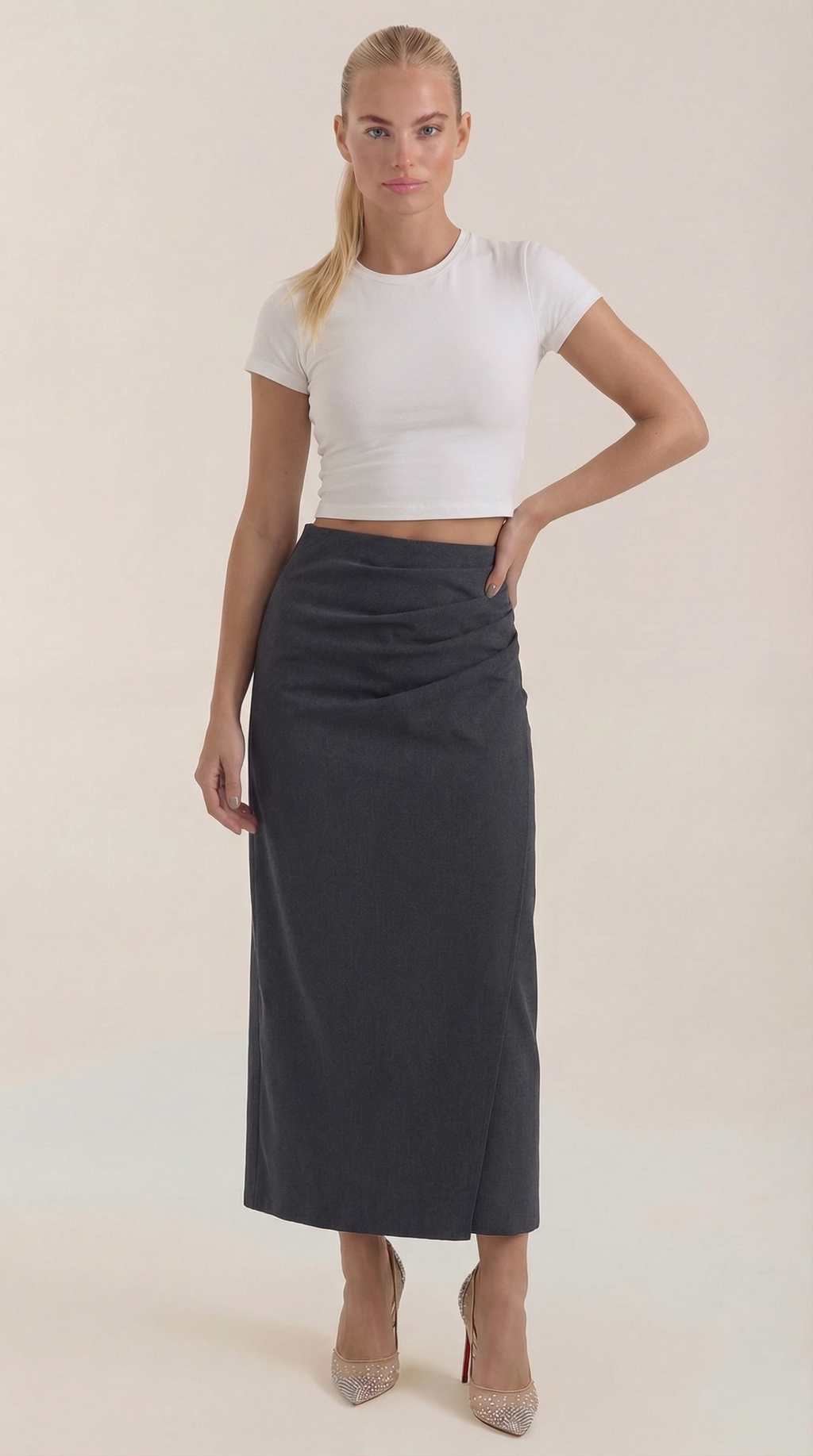 Elsie Ruched Midi Skirt 9