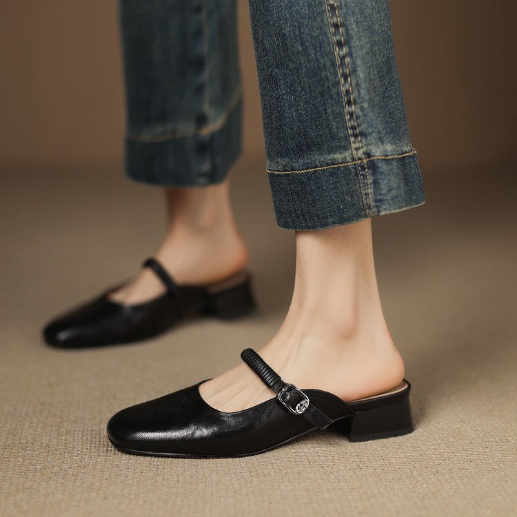 Elyne Genuine Leather Mary Jane Mules 9