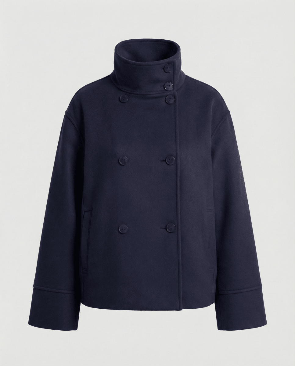 Dôre | Modern and Warm Short Jacket with High Collar Black
