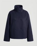 Dôre | Modern and Warm Short Jacket with High Collar Black