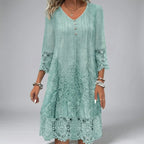 Estelo | Tunic dress for women - Embroidered Dress with V-neck and Lace Trim 2