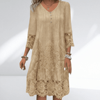 Estelo | Tunic dress for women - Embroidered Dress with V-neck and Lace Trim 6