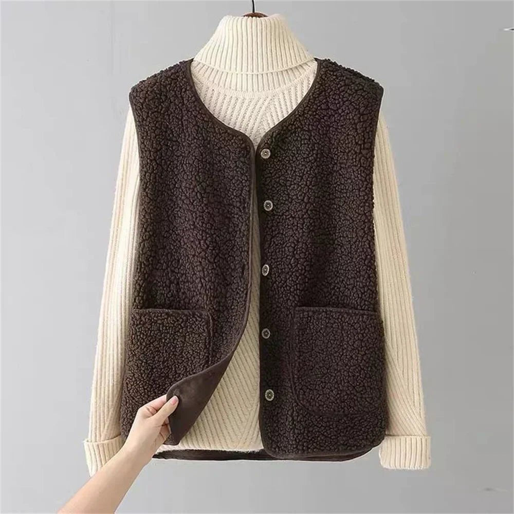 Bersh | Women’s Sleeveless Vest – Warm, Lightweight & Casual Sherpa Shearling-Effect