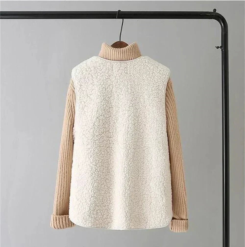 Bersh | Women’s Sleeveless Vest – Warm, Lightweight & Casual Sherpa Shearling-Effect